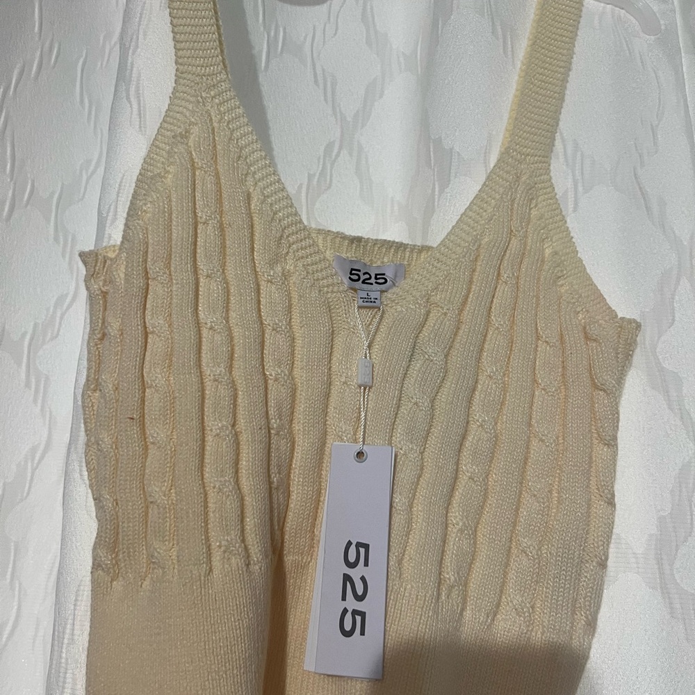 525 America Cream Ribbed Sleeveless Tank Top